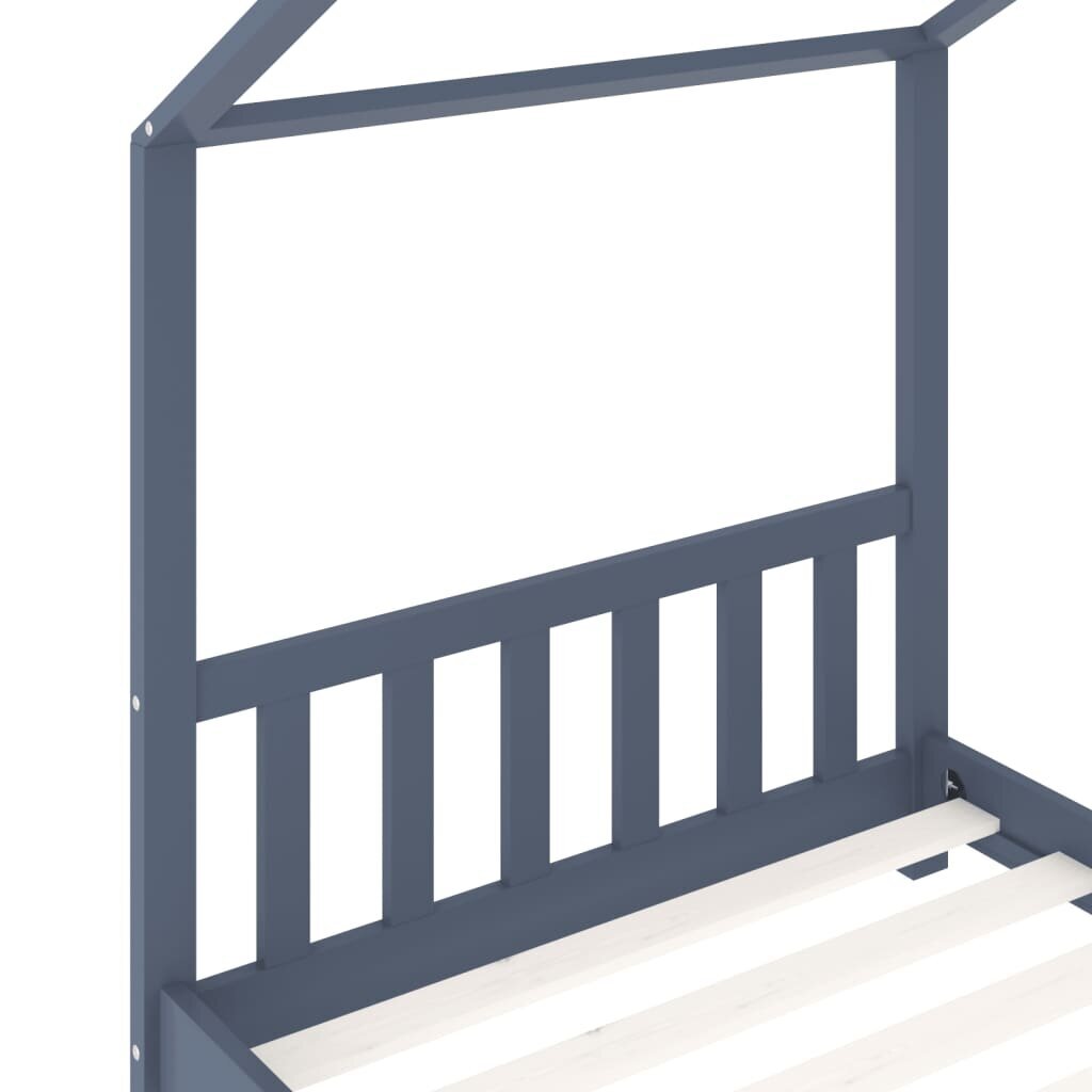 vidaXL bērnu gultas rāmis, pelēks, 90x200 cm, priedes masīvkoks cena un informācija | Bērnu gultas | 220.lv