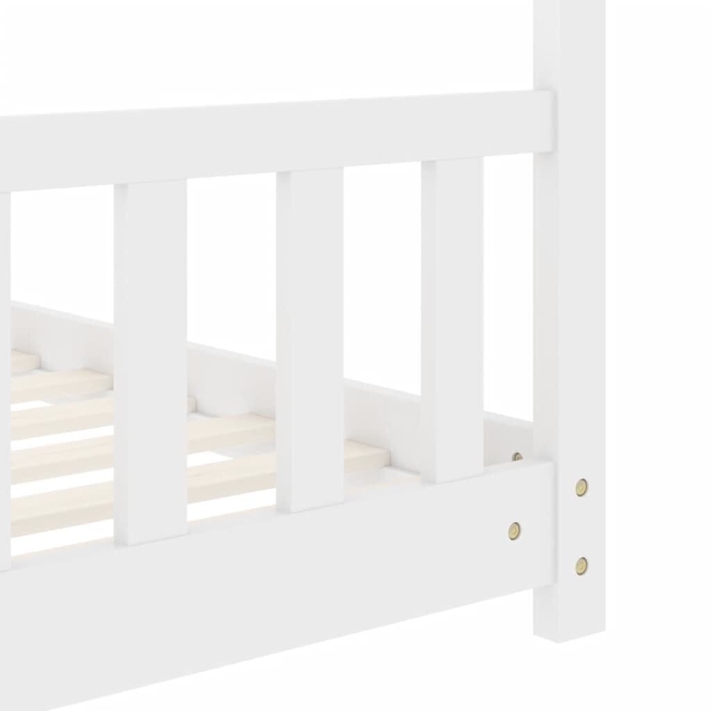 vidaXL bērnu gultas rāmis, balts, priedes masīvkoks, 70x140 cm cena un informācija | Bērnu gultas | 220.lv