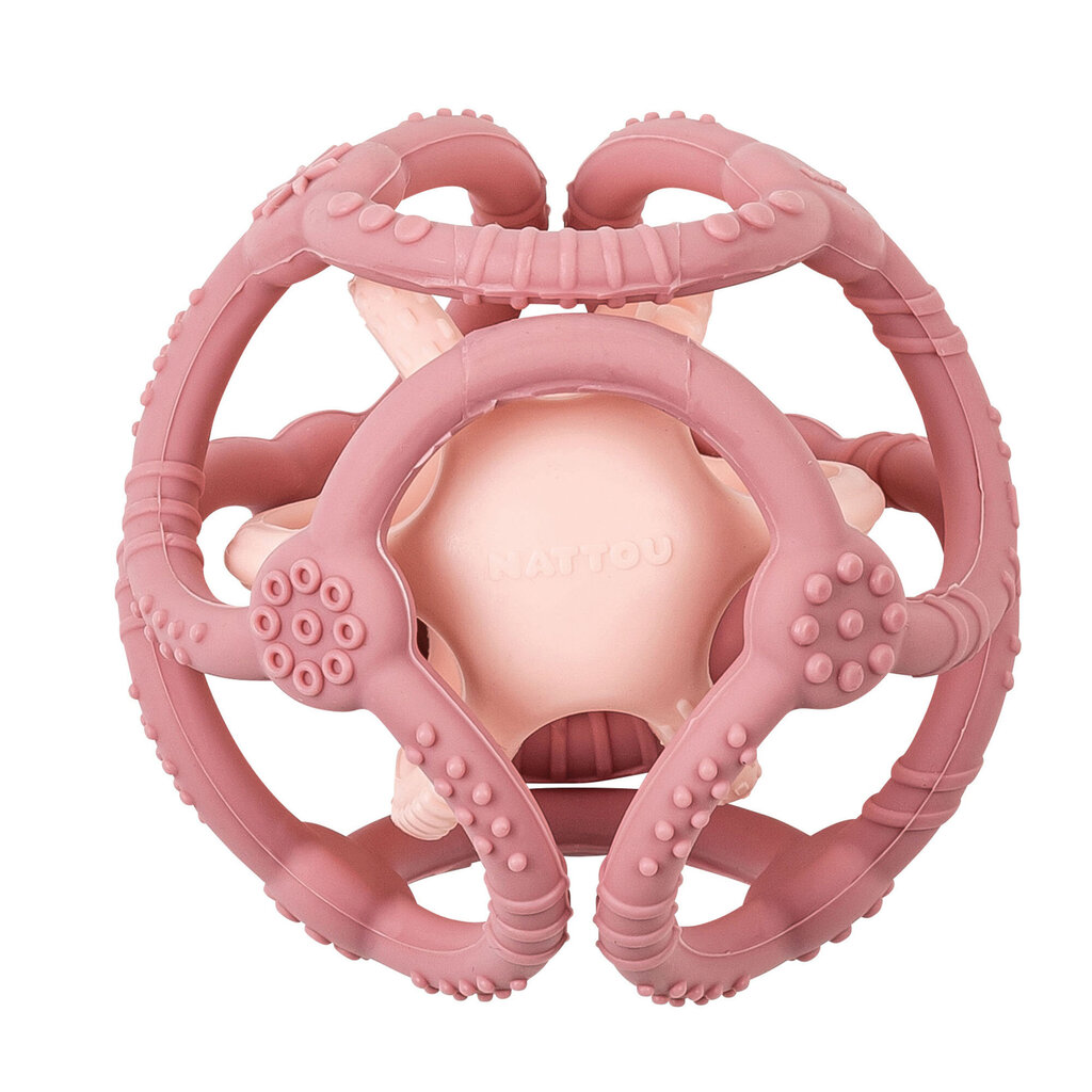 NATTOU 2 bumbiņu komplekts, silikons, rozā cena un informācija | Rotaļlietas zīdaiņiem | 220.lv