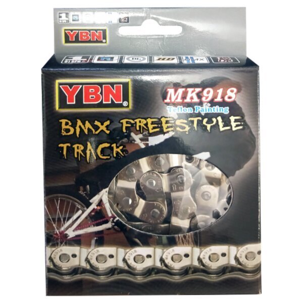 Velosipēdu ķēde 1/2 x 1/8, 112 saites, BMX, TRIAL, FREESTYLE, YBN MK918 (421) 0096 cena un informācija | Citas velosipēdu rezerves daļas | 220.lv