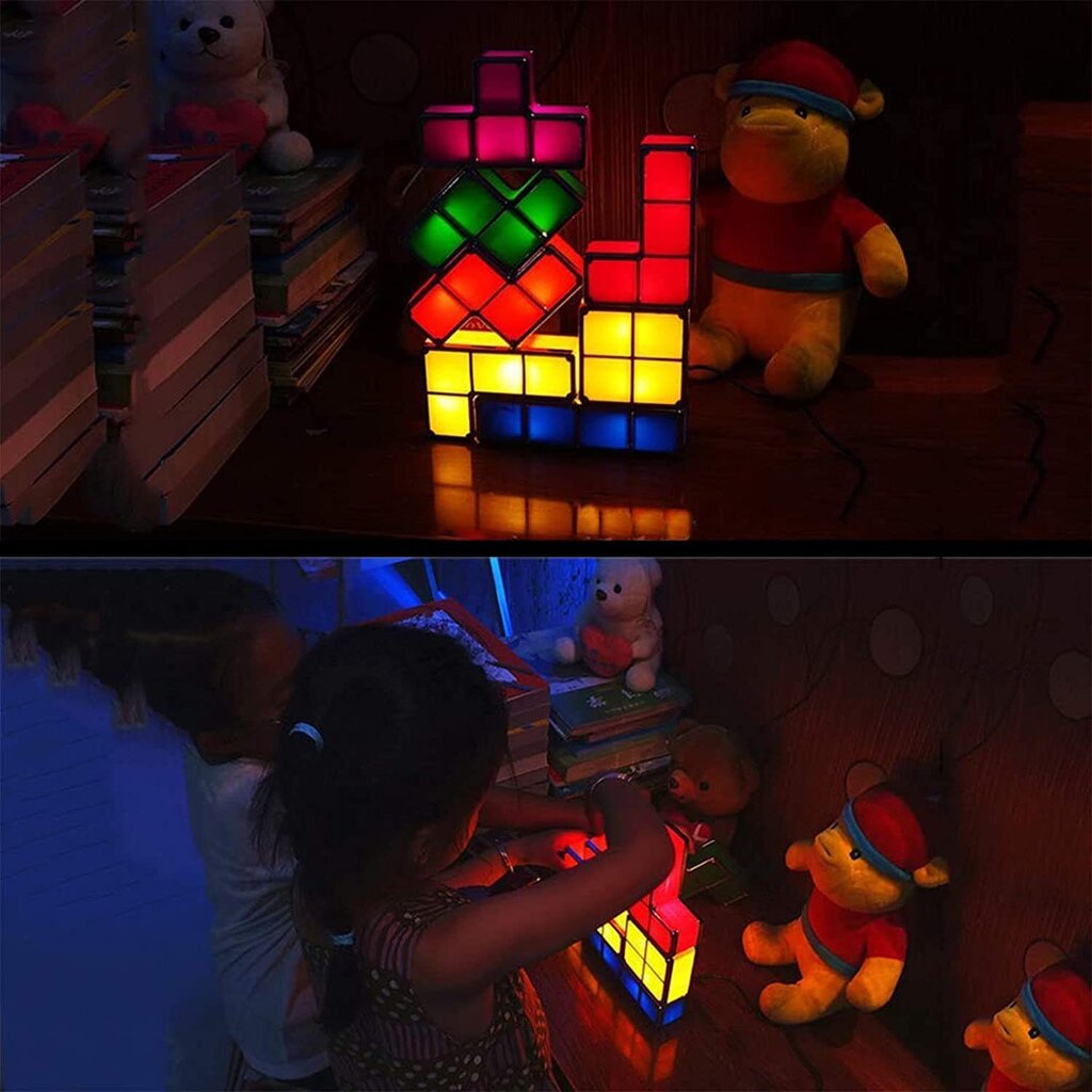 Justup 7 krāsu LED saliekama nakts gaismas rotaļlieta bērniem tīņiem guļamistabas mājas dekorēšanai (LED spuldze) cena un informācija | Lampas bērnu istabai | 220.lv