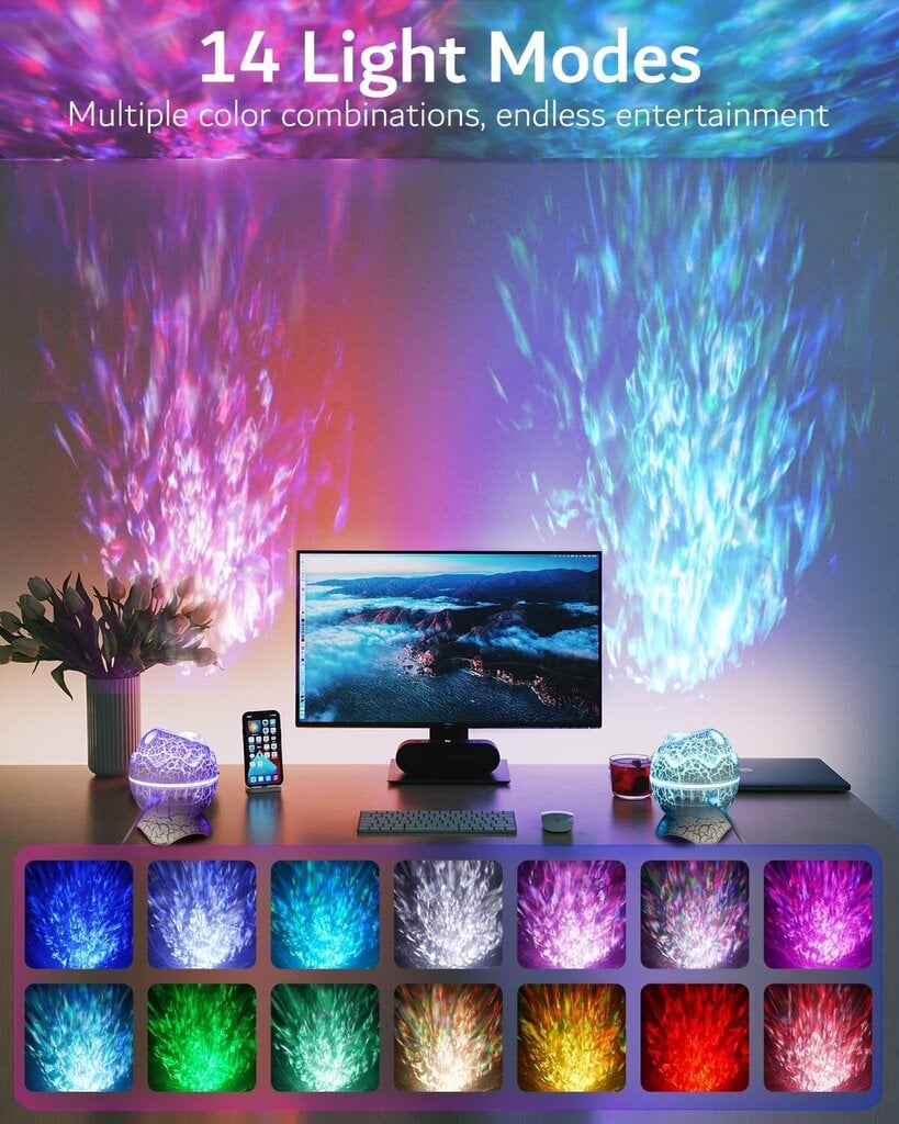 Zvaigžņu galaktikas projektors Dinozauru ola ar Bluetooth skaļruni (violets) cena un informācija | Svētku dekorācijas | 220.lv