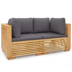 vidaXL dārza stūra dīvāni ar spilveniem 2 gab., masīvs tīkkoks cena un informācija | Dārza mēbeļu komplekti | 220.lv