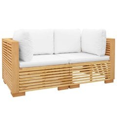 vidaXL dārza stūra dīvāni ar spilveniem 2 gab., masīvs tīkkoks cena un informācija | Dārza mēbeļu komplekti | 220.lv