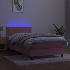 vidaXL atsperu gulta ar matraci, LED, rozā samts, 100x200 cm цена и информация | Кровати | 220.lv