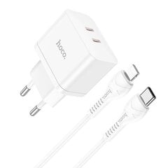 Сетевая зарядка Hoco N29 PD35W c 2 Type-C + Lightning белая цена и информация | Зарядные устройства для телефонов | 220.lv