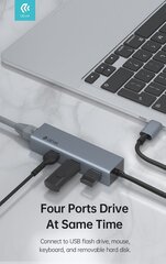 USB centrmezgls Devia Leopard Type-C To USB 3.1 + USB3.0*4 peleks цена и информация | Адаптеры и USB разветвители | 220.lv