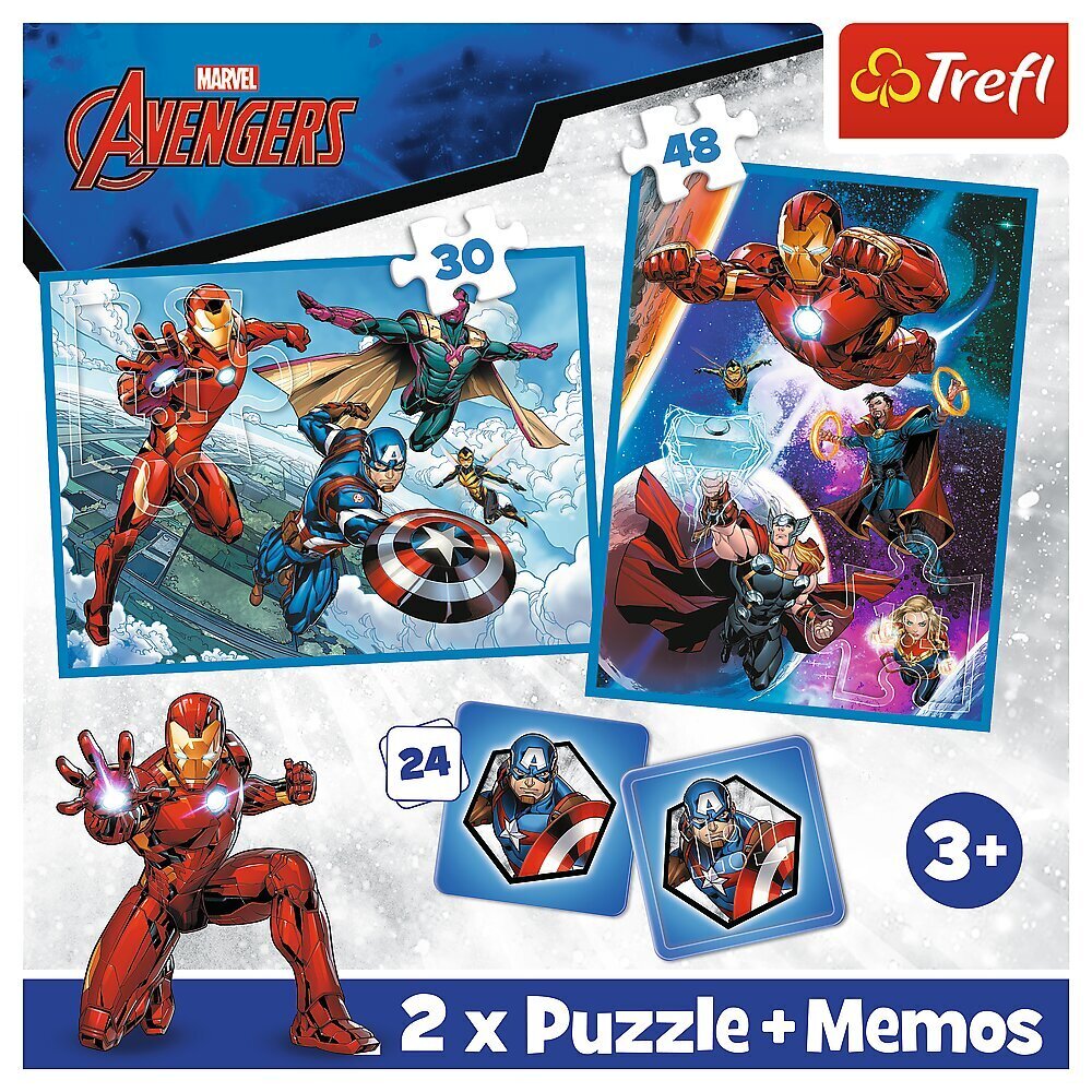 TREFL AVENGERS puzles komplekts, 30 gab. + 48 gab. + 24 memo цена и информация | Puzles, 3D puzles | 220.lv