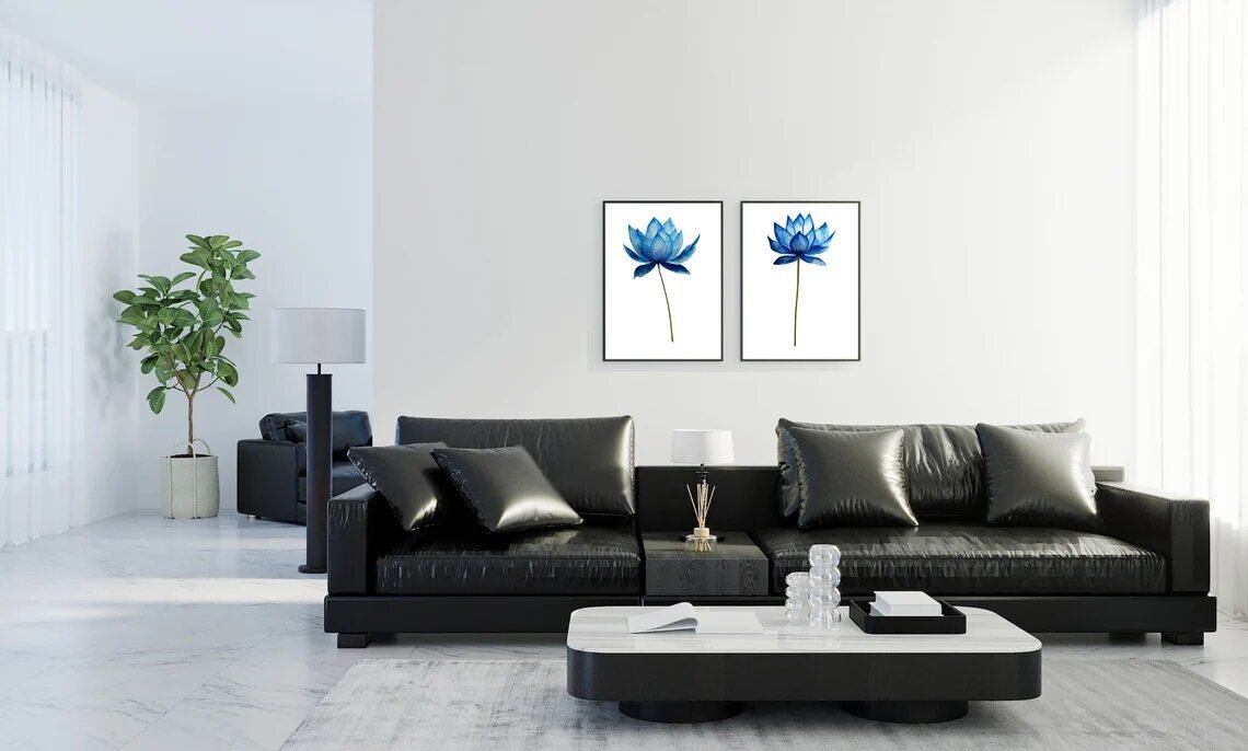 Sienas plakāts Lotosa ziedi Interjera dekors - 2 gab., A3 (40 x 29 cm) cena un informācija | Dekoratīvās uzlīmes | 220.lv