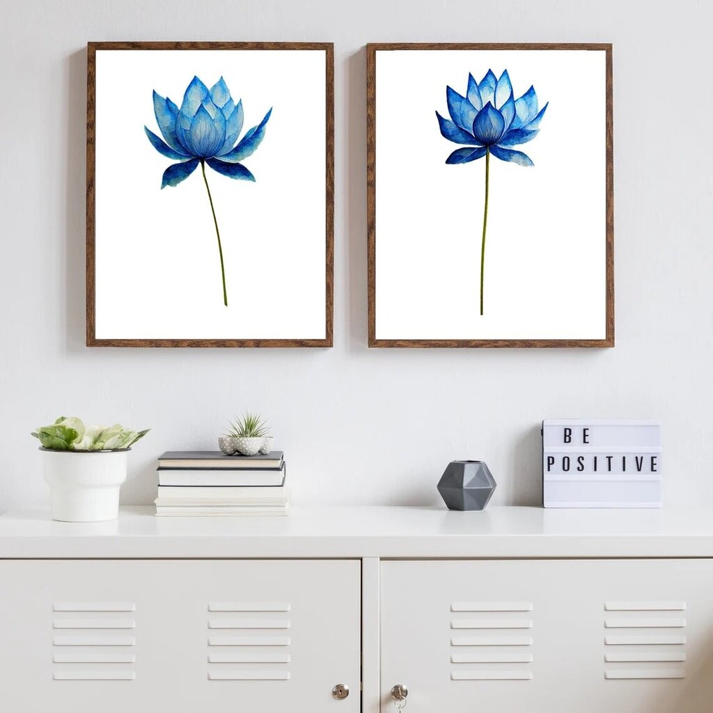 Sienas plakāts Lotosa ziedi Interjera dekors - 2 gab., A3 (40 x 29 cm) цена и информация | Dekoratīvās uzlīmes | 220.lv