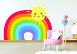 Vinila sienas uzlīme varavīksne ar saules interjera dekoru bērnu istabai — 66 x 100 cm