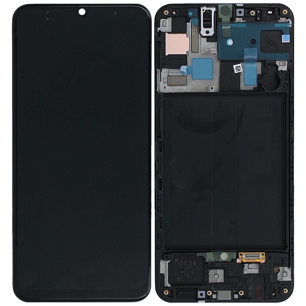 Displejs Samsung A505 A50 ar skārienjūtīgo paneli ar rāmi oriģināls Black (service pack) cena un informācija | Telefonu rezerves daļas un instrumenti to remontam | 220.lv