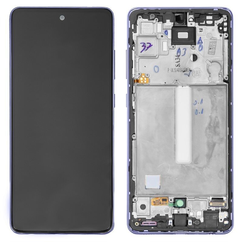 Displejs Samsung A525 A52 4G/A526 A52 5G ar skārienjūtīgo paneli ar rāmi oriģināls Awesome Black (service pack) cena un informācija | Telefonu rezerves daļas un instrumenti to remontam | 220.lv