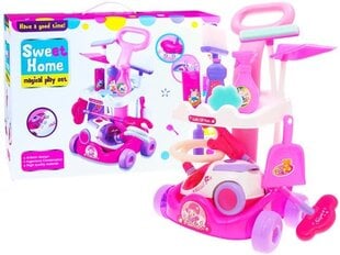 Tīrīšanas komplekts ar ratiņiem un piederumiem, rozā krāsā cena un informācija | Rotaļlietas meitenēm | 220.lv