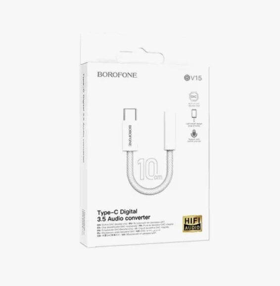 Borofone BV15, Aux 3.5 mm/USB-C, 10 cm цена и информация | Adapteri un USB centrmezgli | 220.lv