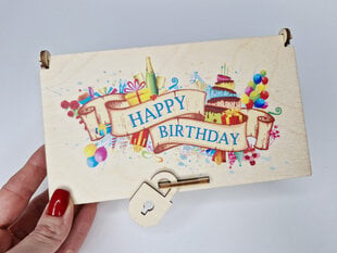 Koka krāsaina kastīte banknotēm ar uzrakstu “Happy birthday” cena un informācija | Citas oriģinālas dāvanas | 220.lv