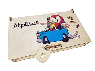 Цветная коробочка для денег из дерева с картинкой и пожеланием “Atpūtai!” цена и информация | Другие оригинальные подарки | 220.lv