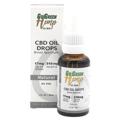 CBD eļļa GoGreen Hemp, 30 ml, 510 mg, dabīga cena un informācija | Ēteriskās eļļas, kosmētiskās eļļas, hidrolāti | 220.lv
