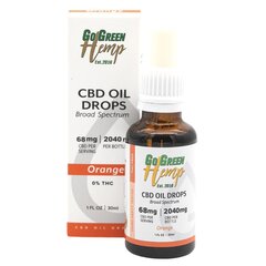 CBD eļļa GoGreen Hemp, 30 ml, 2040 mg, apelsīns cena un informācija | Ēteriskās eļļas, kosmētiskās eļļas, hidrolāti | 220.lv