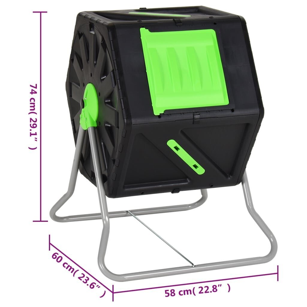 vidaXL kompostētājs, 60 x 58 x 74 cm, 105 l, polipropilēns cena un informācija | Komposta kastes un āra konteineri | 220.lv