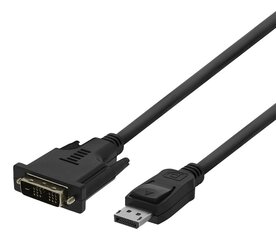 Кабель Deltaco DisplayPort į DVI-D Single Link, Full HD 60Hz, 2 м, DP-2020-K цена и информация | Кабели и провода | 220.lv