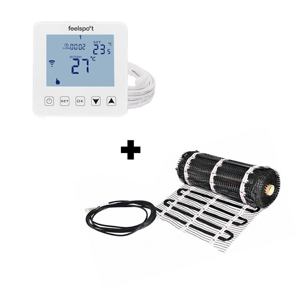 Grīdas apsildes režģis Warmset Black un programmējams termostats Feelspot WTH22.16 WiFi cena un informācija | Siltās grīdas | 220.lv