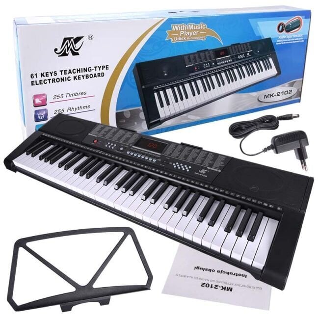 MK 2102 KEYBOARD ērģeļtaustiņi, lai mācītos atskaņot USB MP3 цена и информация | Mūzikas instrumentu piederumi | 220.lv