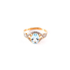 Золотое кольцо с голубым топазом ZGT143015013BT цена и информация | Кольца | 220.lv