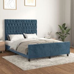 vidaXL gultas rāmis ar galvgali, tumši zils samts, 140x190 cm цена и информация | Кровати | 220.lv