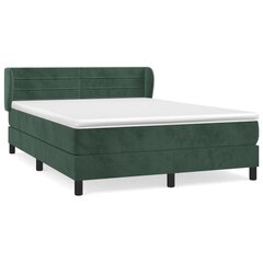 vidaXL atsperu gulta ar matraci, tumši zaļš samts, 140x190 cm cena un informācija | Gultas | 220.lv