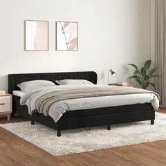 vidaXL atsperu gulta ar matraci, melna samts, 160x200 cm cena un informācija | Gultas | 220.lv