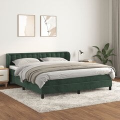 vidaXL atsperu gulta ar matraci, tumši zaļš samts, 180x200 cm cena un informācija | Gultas | 220.lv