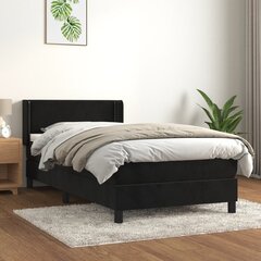 vidaXL atsperu gulta ar matraci, melna samts, 100x200 cm цена и информация | Кровати | 220.lv