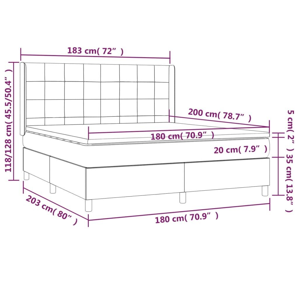 vidaXL atsperu gulta ar matraci, zils, 180x200 cm, audums цена и информация | Gultas | 220.lv