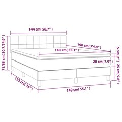 Кровать vidaXL, 140х190 см, серый цена и информация | Кровати | 220.lv