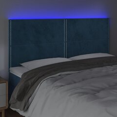 Изголовье со светодиодом, темно-синее, 200x5x118/128см, бархат цена и информация | Кровати | 220.lv