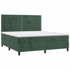 vidaXL atsperu gulta ar matraci, LED, tumši zaļš samts, 180x200 cm цена и информация | Кровати | 220.lv