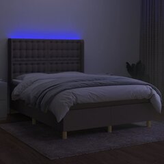 vidaXL atsperu gulta ar matraci, LED, pelēkbrūns audums, 140x190 cm цена и информация | Кровати | 220.lv