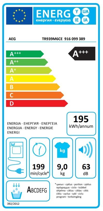 AEG TR939M6CE цена и информация | Veļas žāvētāji | 220.lv