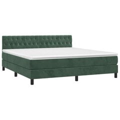 vidaXL atsperu gulta ar matraci, tumši zaļš samts, 180x200 cm cena un informācija | Gultas | 220.lv