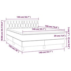 Кровать vidaXL, 140х190 см, серый цена и информация | Кровати | 220.lv