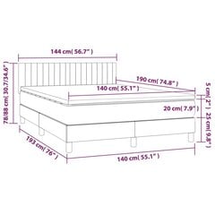 vidaXL atsperu gulta ar matraci, melna samts, 140x190 cm cena un informācija | Gultas | 220.lv