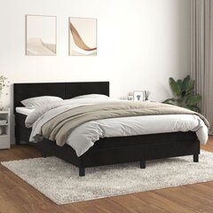 vidaXL atsperu gulta ar matraci, melna samts, 140x190 cm цена и информация | Кровати | 220.lv
