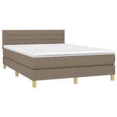 vidaXL atsperu gulta ar matraci, pelēkbrūns audums, 140x190 cm cena un informācija | Gultas | 220.lv