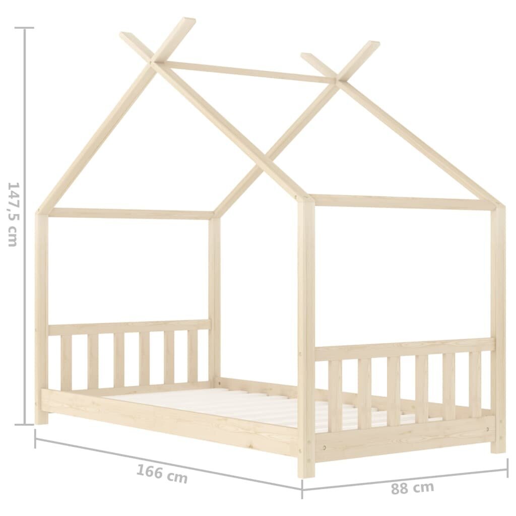 vidaXL bērnu gultas rāmis, 80x160 cm, priedes masīvkoks cena un informācija | Bērnu gultas | 220.lv