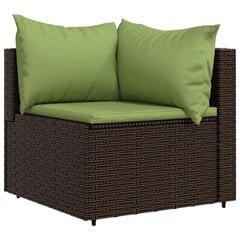 vidaXL dārza stūra dīvāns ar spilveniem, brūna PE rotangpalma kaina ir informacija | Dārza krēsli | 220.lv