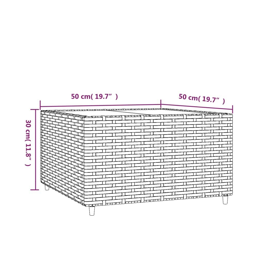 vidaXL dārza kafijas galdiņš, 50x50x30 cm, melna PE rotangpalma цена и информация | Dārza galdi | 220.lv