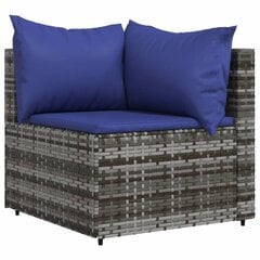 vidaXL dārza stūra dīvāns ar spilveniem, pelēka PE rotangpalma cena un informācija | Dārza krēsli | 220.lv