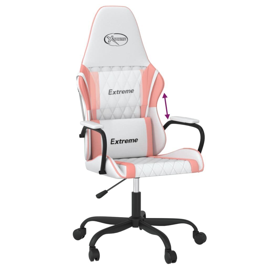 vidaXL datorspēļu krēsls, balta un rozā mākslīgā āda cena un informācija | Biroja krēsli | 220.lv