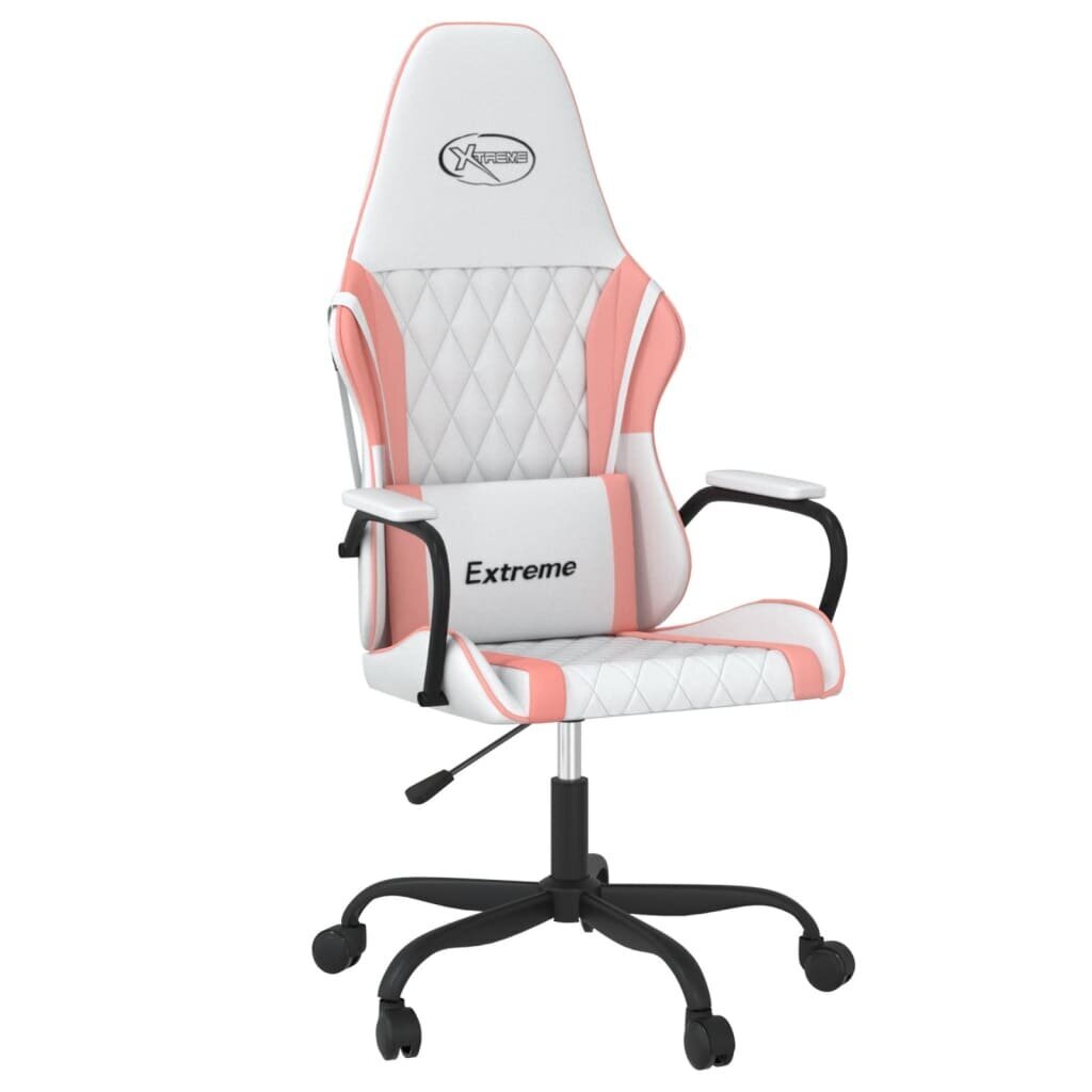 vidaXL datorspēļu krēsls, balta un rozā mākslīgā āda cena un informācija | Biroja krēsli | 220.lv